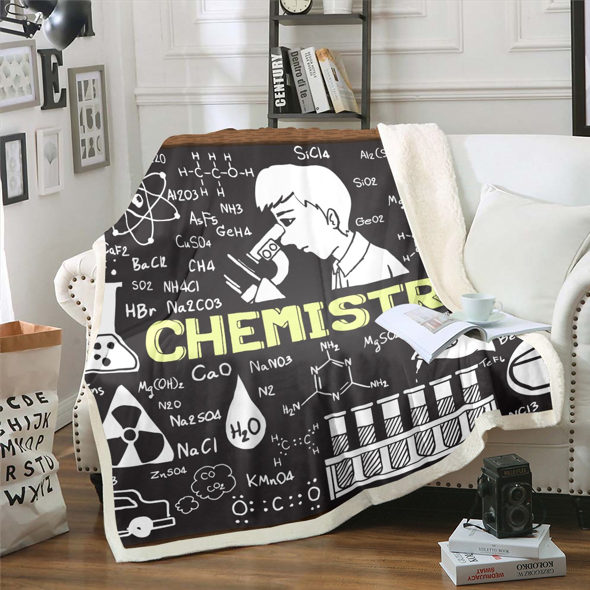 Science Formula Blanket for Boys Girls Back to School Gifts Throw