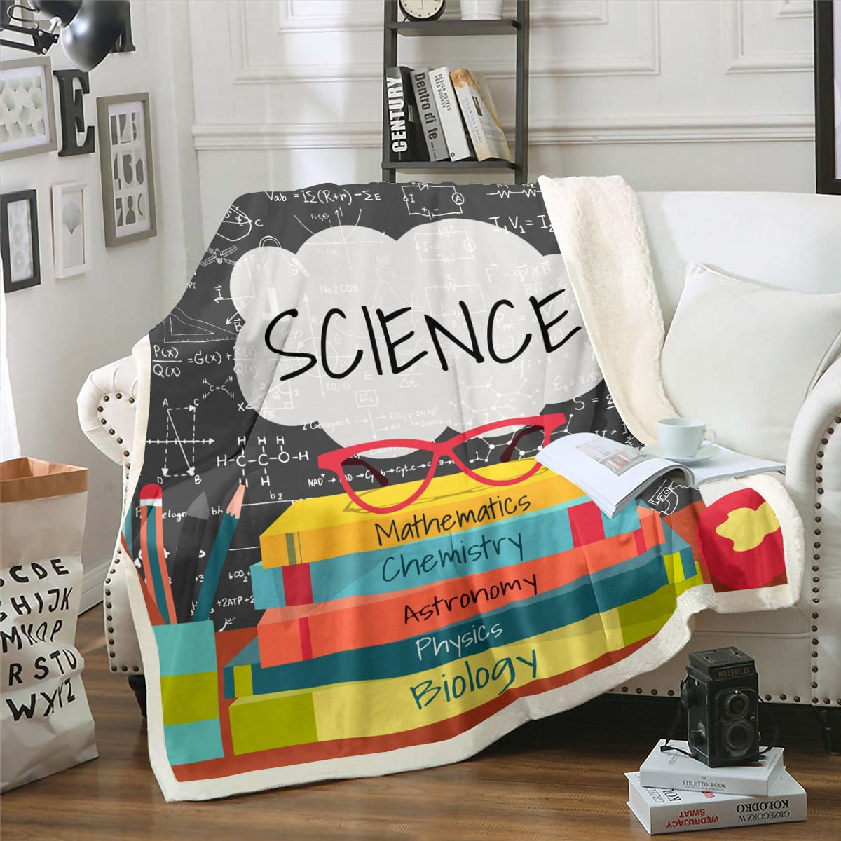Science Formula Blanket for Boys Girls Math Equation Throw Blanket Back