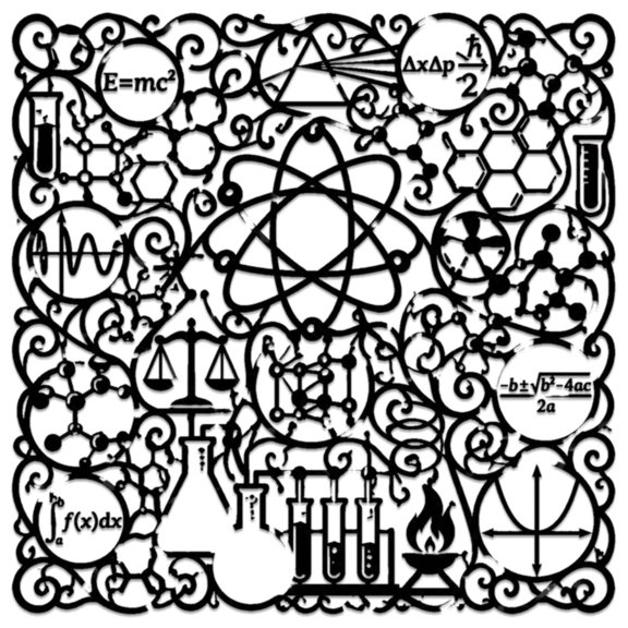 Science Formulas Atoms Metal Wall Art WallArt Decor Metal Outdoor Decor Metal Signs Modern Minimalist Aesthetic Wall Hanging Sculpture Exquisite Decoration for Office Living Room Apartment