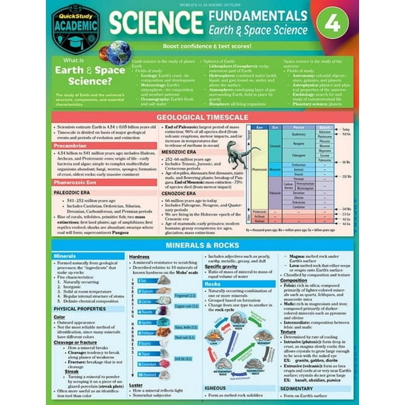 Science Fundamentals 4 - Earth & Space : QuickStudy Laminated Reference & Study Guide (Edition 2) (Other)
