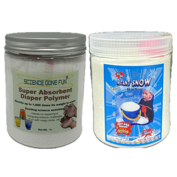 Science Gone Fun Experiment Combo: 2-Pack 1 lb Instant Snow & 1 lb Diaper Polymer