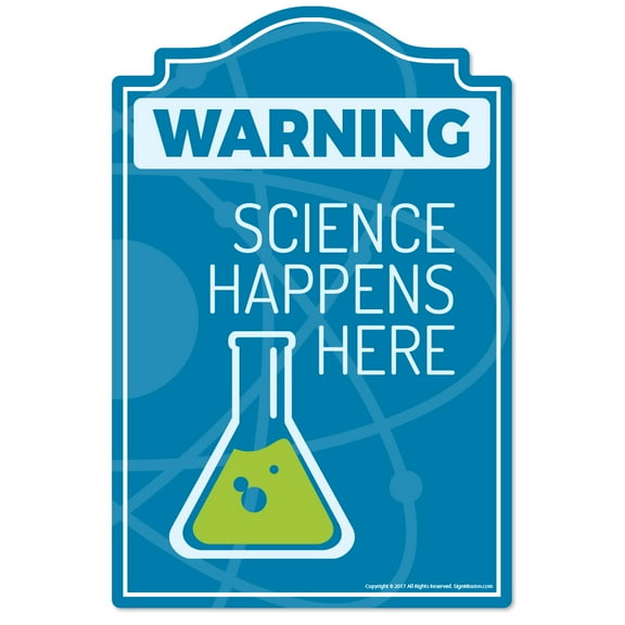 Science Happens Decal | Indoor/Outdoor | Funny Home Décor for Garages, Living Rooms, Bedroom, Offices | SignMission Wall Lover Gag Gift Sign Wall Plaque Decoration