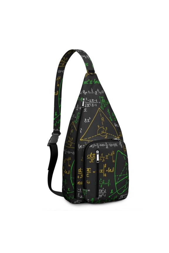 Science Inspired Sling Shoulder Bag - Geometric Crossbody Backpack, Travel Chest Pack with Adjustable Strap