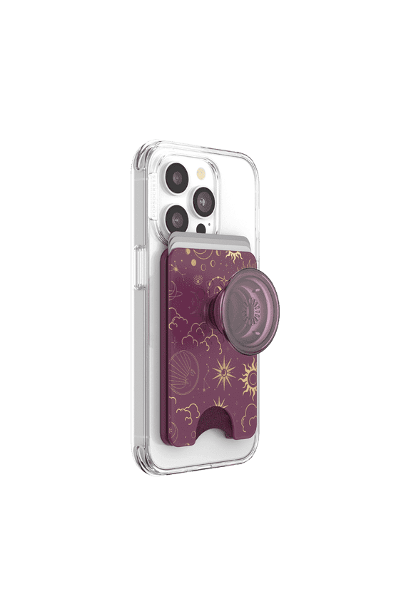 Phone Wallet for MagSafe, Phone Card Holder with Grip, Celestial - Celestial Mauve