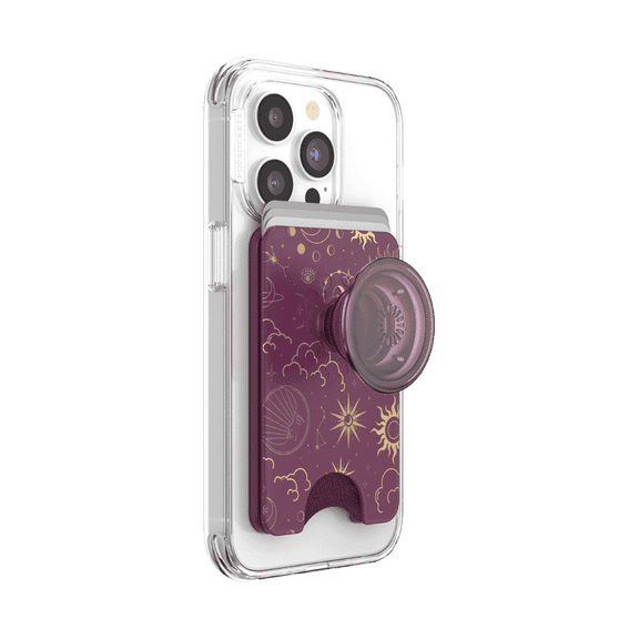 PopSockets Phone Wallet for MagSafe, Phone Card Holder with Grip, Celestial - Celestial Mauve