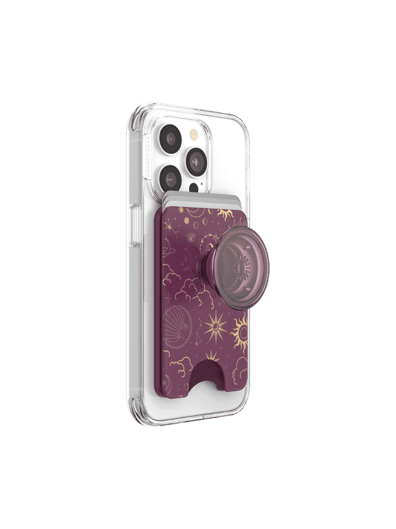 Phone Wallet for MagSafe, Phone Card Holder with Grip, Celestial - Celestial Mauve