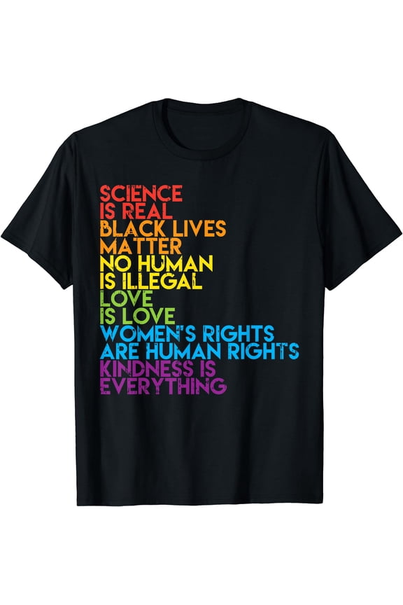 Science Is Real Black Lives Matter Rainbow LGBT Pride BLM T-Shirt Black Small