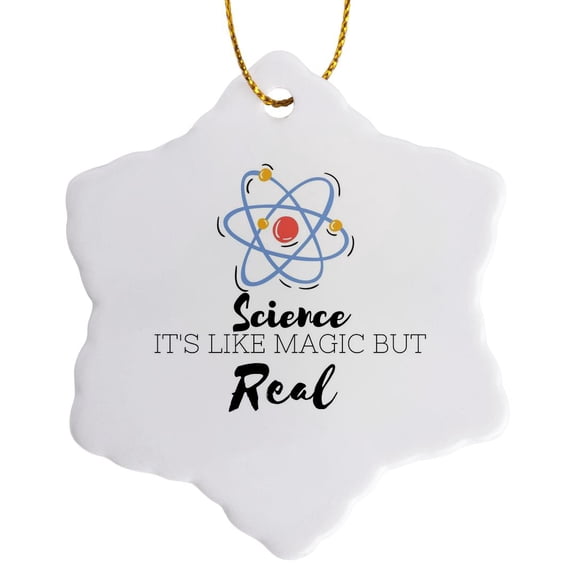 3drose, Science It Is like Magic but Real Quotes, 3 inch Snowflake Porcelain Ornament