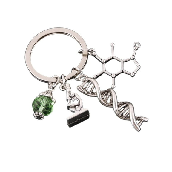 Science Keychain Microscope Measuring Glass Molecules Key Rings Chemistry Structure Key Chains for Jewelry