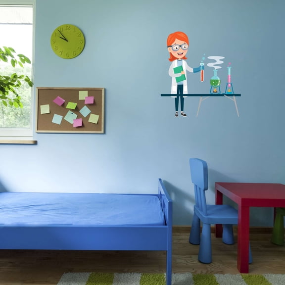 Science Kid Lab Study Experiments Atoms Scienctist Test Tubes Algebra Multiplication Geometry Teacher Classroom Student Homework Artwork Holiday Decorating Wall Decal Sticker - Size: 18 In X 20 In