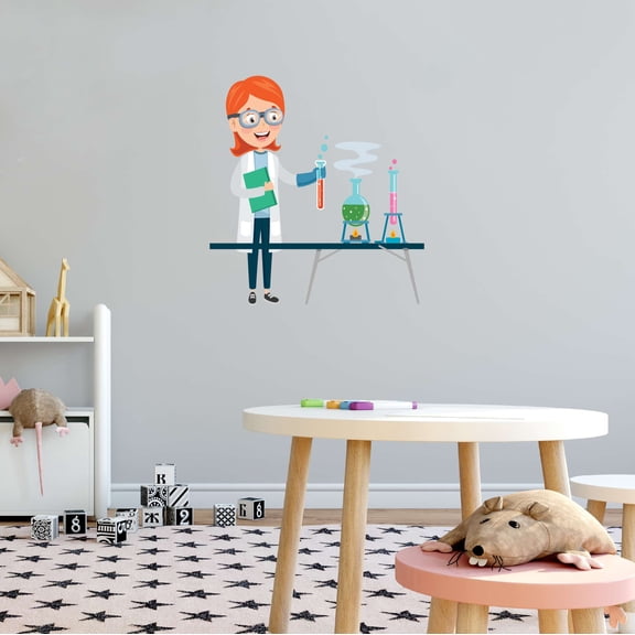 Science Kid Lab Study Experiments Atoms Scienctist Test Tubes Algebra Multiplication Geometry Teacher Classroom Student Homework Artwork Holiday Decorating Wall Decal Sticker - Size: 18 In X 20 In