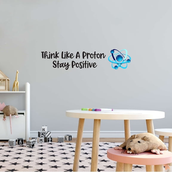 Science Kid Lab Think Like A Proton Stay Positive Experiments Atoms Microscope Scienctist Test Tubes Algebra Geometry Teacher Classroom Student Decorating Wall Decal Sticker - Size: 20 In X 4 In