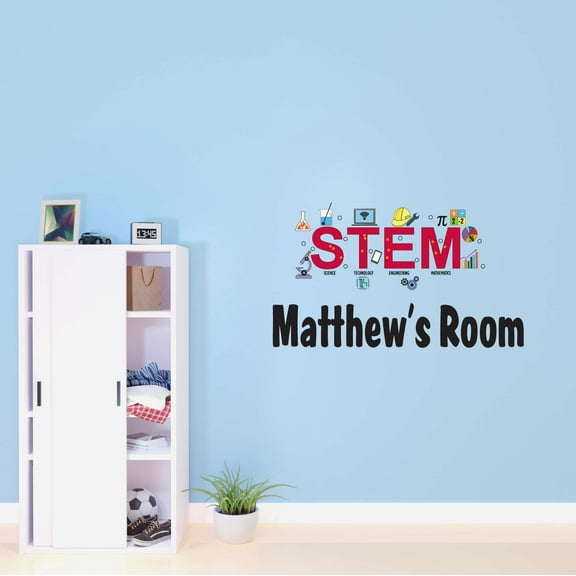 Science Kid Stem Science Technology Engineering Math Personalized Lab Study Experiments Atoms Microscope Scienctist Algebra Geometry Holiday Decorating Wall Decal Sticker - Size: 20 In X 12 In