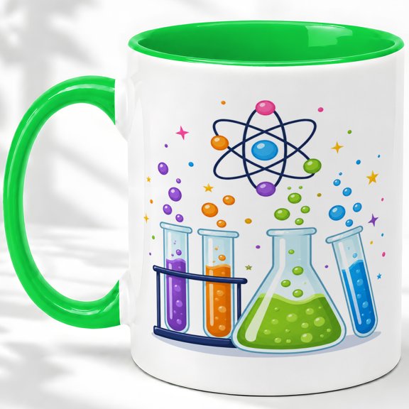 Science Lab Accent Mug, 11oz Ceramic Coffee Cup for Science Teachers