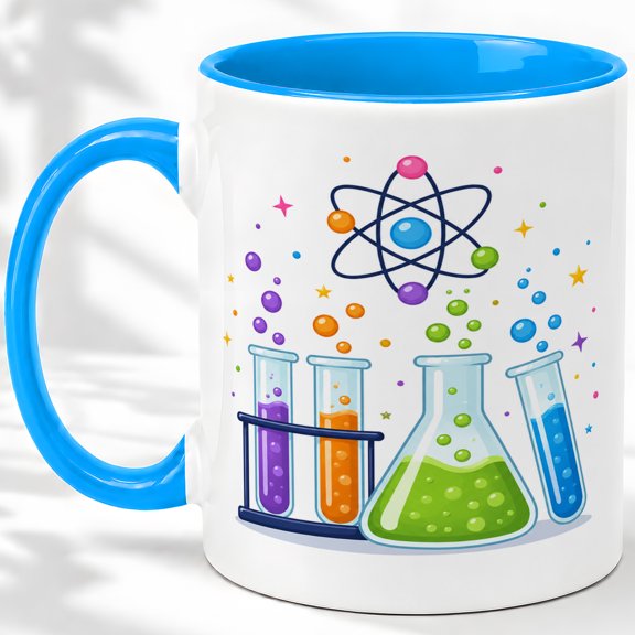 Science Lab Accent Mug, 11oz Ceramic Coffee Cup for Science Teachers