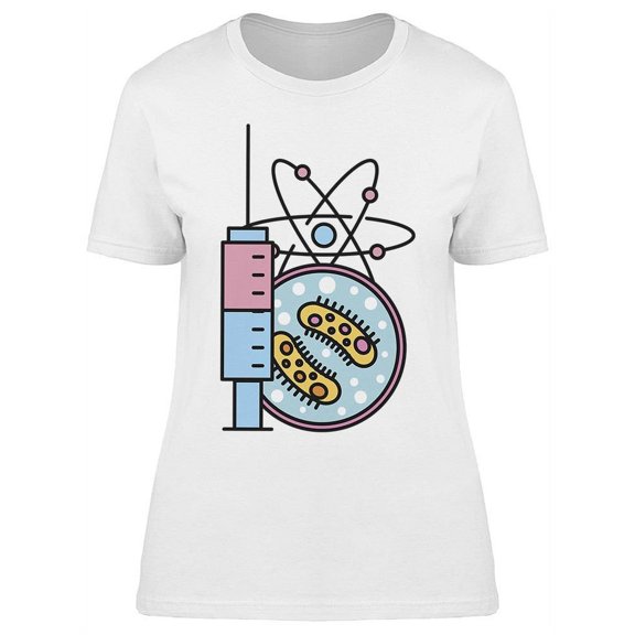Science Lab Bacteria Molecule T-Shirt Women -Image by Shutterstock, Female Large
