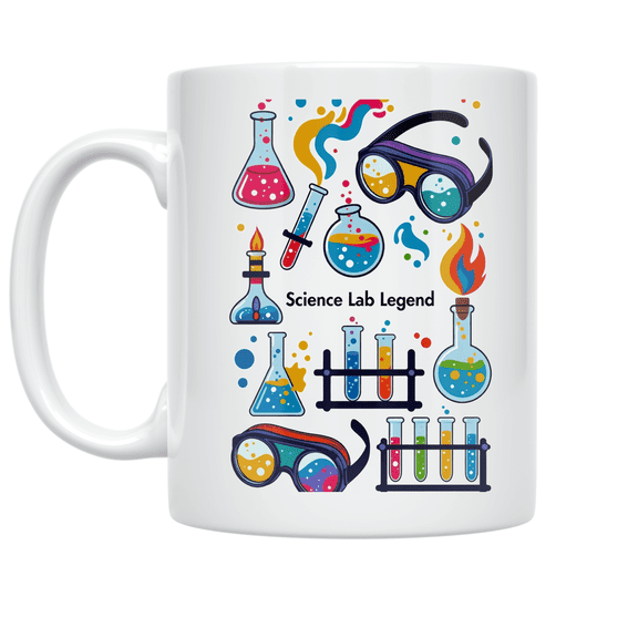 Science Lab Legend Beakers and Goggles - Science Enthusiast - 11 oz Ceramic Coffee Mug