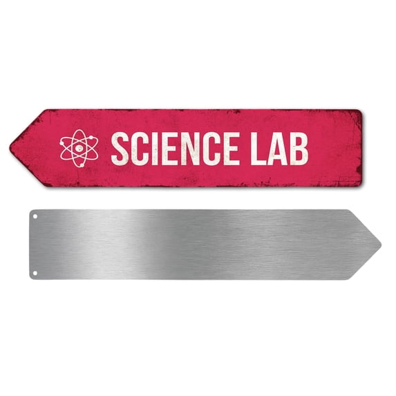 Science Lab Metal Sign by DC | Arrow Metal Directional Signage for ...