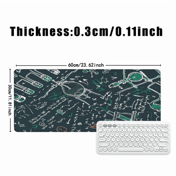 Science Lab Mouse Pad 31.5 x 11.82 Inches Rubber Desk Mat with Chemistry Design for Office and Study
