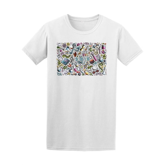 Science Lab Objects Doodle T-Shirt Men -Image by Shutterstock, Male 4X-Large
