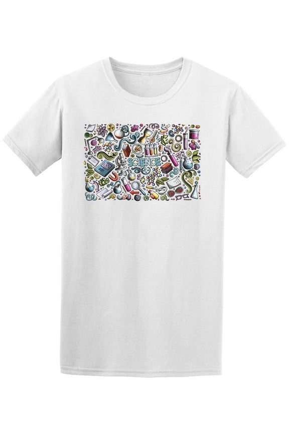 Science Lab Objects Doodle T-Shirt Men -Image by Shutterstock, Male Small