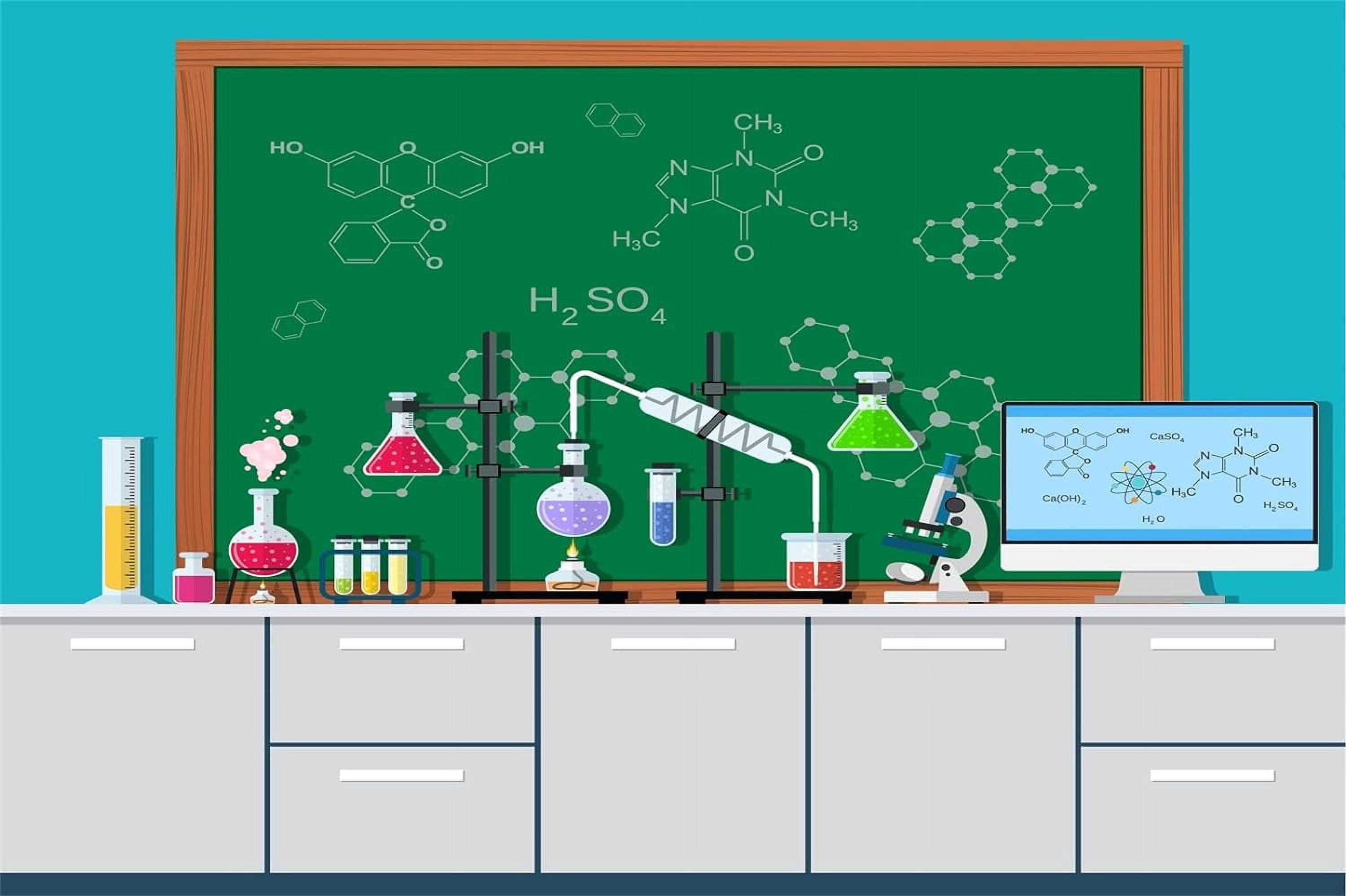 Science Lab Photography Backdrop Cartoon Chemistry Classroom Laboratory