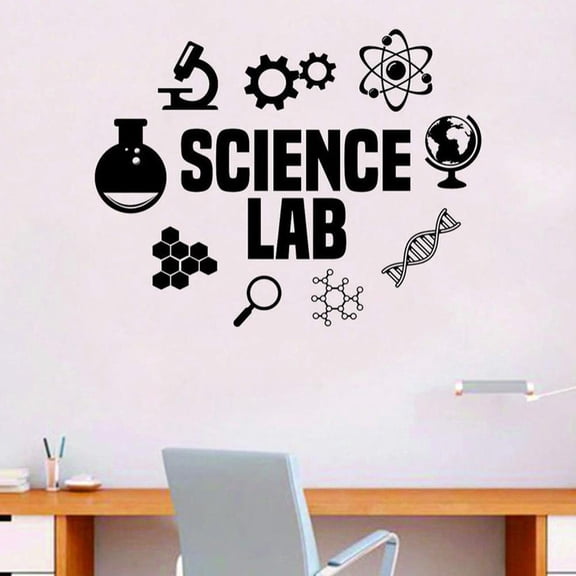 Science Lab Quote Wall Decal Teacher School Inspirational Classroom Gears Earth Think Atom Wall Sticker Vinyl Room Decor 42x33cm