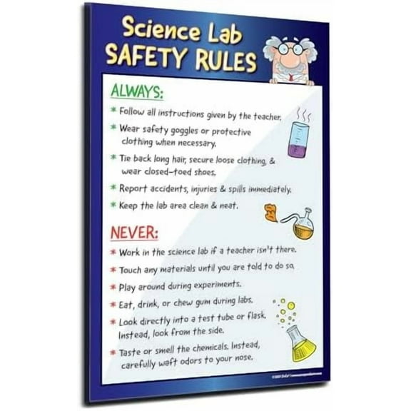 - Science Lab Safety Rules Posters (10 Pack) - Chemistry & Laboratory Classroom Decor for Middle & High School - Kids Science Educational Safety Chart - Laminated 17"x22"