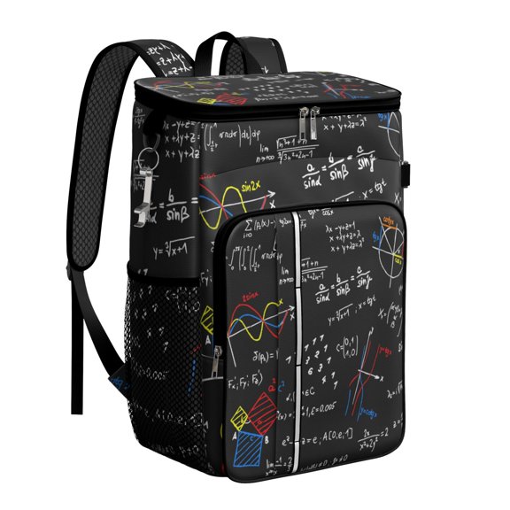 Science Lab Theme Backpack Cooler, Insulated Leakproof Lunch Bag with Scientific Formula and Knowledge Print for Enthusiasts