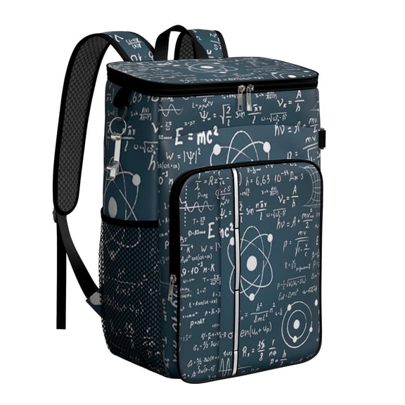 Science Lab Theme Backpack Cooler, Insulated Leakproof Lunch Bag with Scientific Formula and Knowledge Print for Enthusiasts