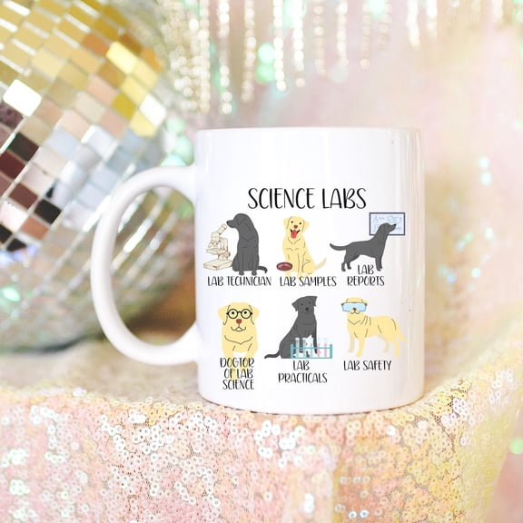 Science Labs Dog Mug Lab Retriever Scientist Gift STEM Teacher Coffee Cup Labrador Ceramic Mug 11oz
