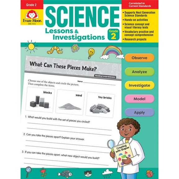 Science Lessons & Investigations Book for Grade 2, Black & White