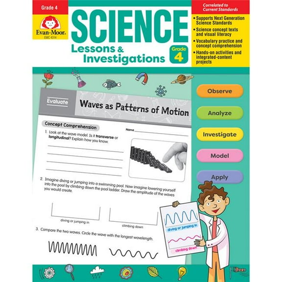 Science Lessons & Investigations Book for Grade 4, Black & White