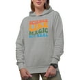 thumbnail image 1 of Science Like Magic but Real Quote, Groovy Retro Wavy Text Merch Gift, Heather Grey Hooded Sweatshirt or Hoodie, Large, 1 of 5