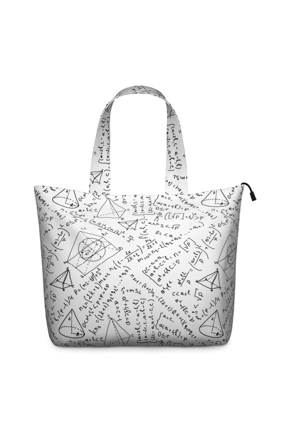 Science Lover Educational Wall Inspired Travel Tote Bag Lightweight Multipurpose Weekender Bag with Astronomy, Geometric, Technology Prints