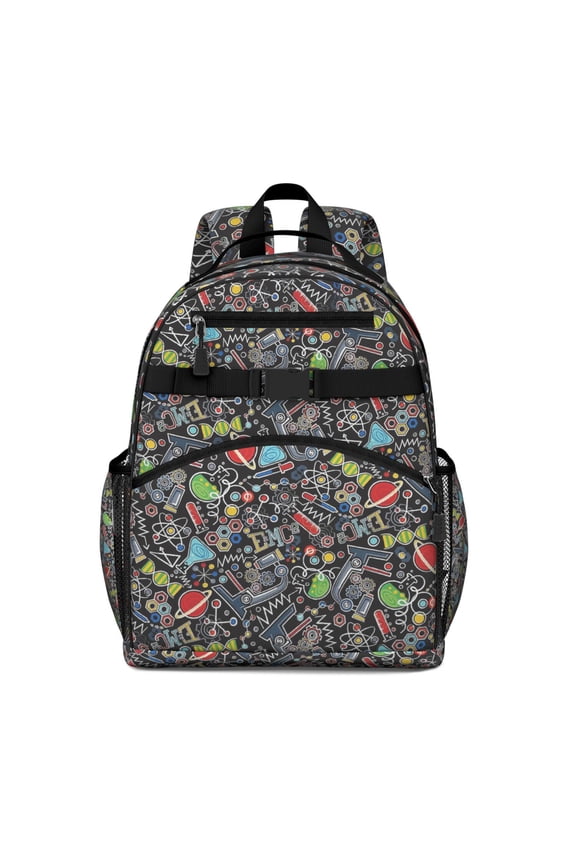 Science Lover Backpack with Astronomy and Laboratory Prints Spacious and Lightweight School Backpack Adjustable Straps and Padded Shoulder Straps for Student and s