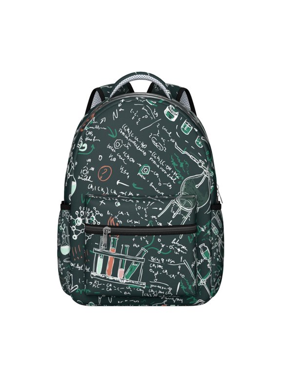Science Lover Students Backpack Scientific Knowledge Chemistry Physics Biology School Bag with Educational Wall and Laboratory Design, Lightweight and Wear-Resistant
