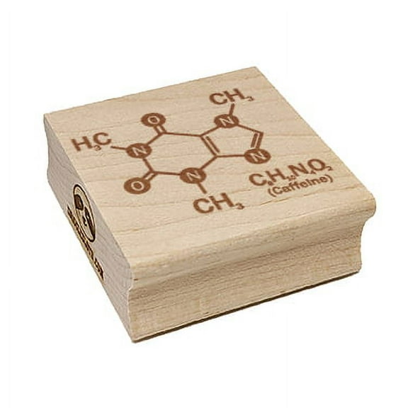 Science Molecule Caffeine Coffee Atomic Bonds Square Rubber Stamp Stamping Scrapbooking Crafting - Medium 1.75in