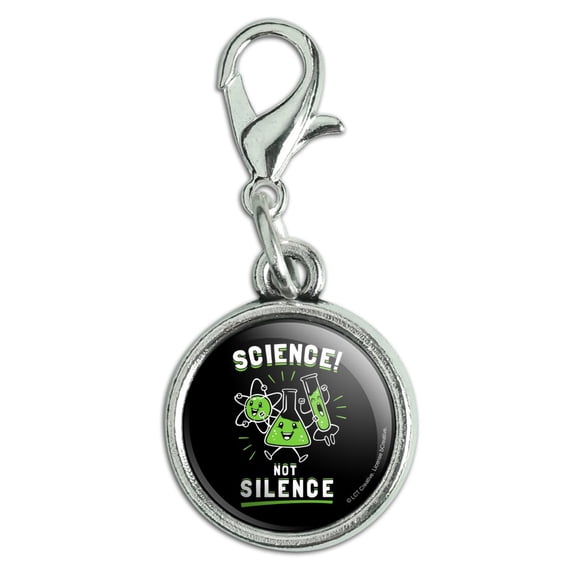 Science Not Silence Funny Humor Antiqued Bracelet Pendant Zipper Pull Charm with Lobster Clasp