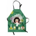 thumbnail image 1 of Science Party Apron, Image of Mad Scientist Holding Smoke Puffs from Test Tubes, Unisex Kitchen Bib with Adjustable Neck for Cooking Gardening, Adult Size, Laurel Green, by Ambesonne, 1 of 4