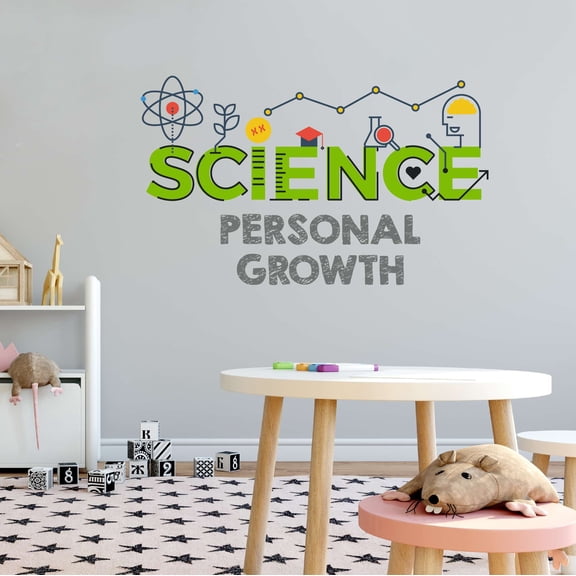 Science Personal Growth Stem Science Technology Engineering Math Lab Study Experiments Atoms Microscope Scienctist Algebra Geometry Holiday Decorating Wall Decal Sticker - Size: 40 In X 24 In