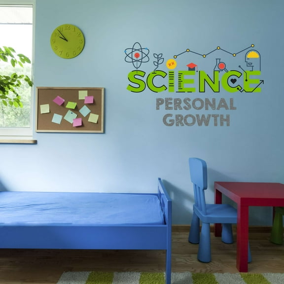Science Personal Growth Stem Science Technology Engineering Math Lab Study Experiments Atoms Microscope Scienctist Algebra Geometry Holiday Decorating Wall Decal Sticker - Size: 30 In X 18 In