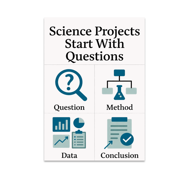 Science Projects Start With Questions - Science Enthusiast - 13x19 Poster Print