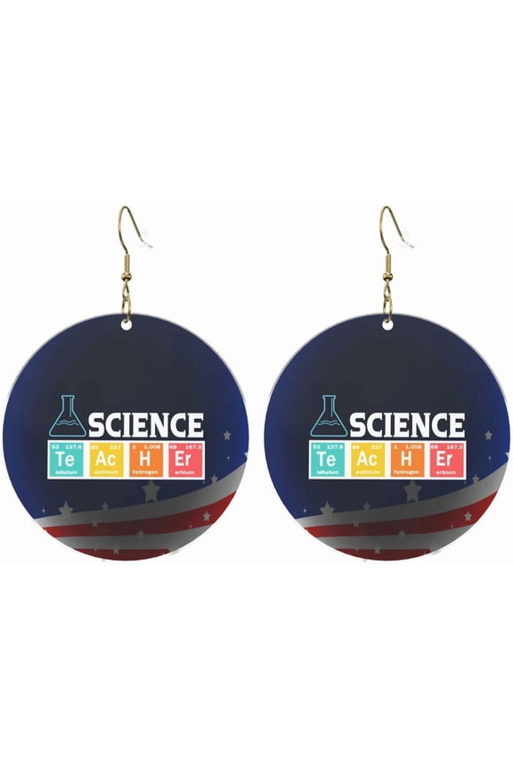 Science Quality Teacher Chemist Physicist Refined Round Acrylic Earrings Lightweight Adjustable For All Occasions[a385]