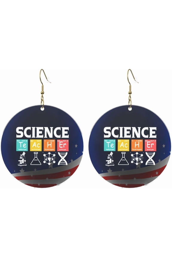 Science Quality Teacher Chemist Physicist Stylish Round Acrylic Earrings Lightweight Versatile For All Occasions[r915]