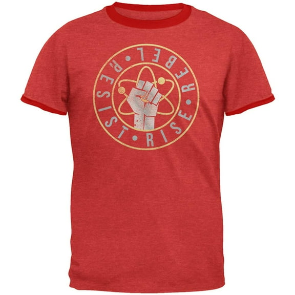 Science Rise Rebel Resist March Mens Ringer T Shirt Heather Red-Red 2XL