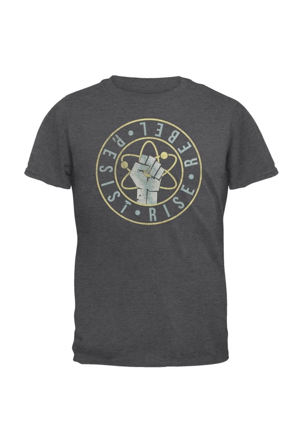 Science Rise Rebel Resist March Mens T Shirt Dark Heather LG