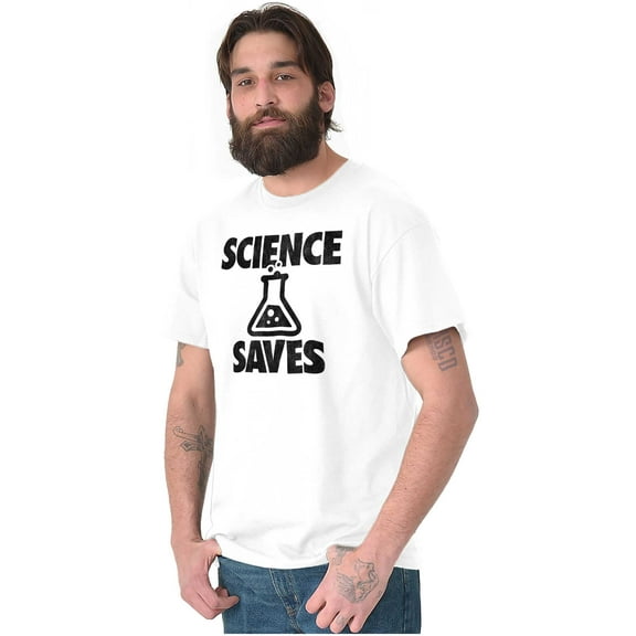 Science Saves Nerdy Scientist Geek Men's Graphic T Shirt Tees Brisco Brands L