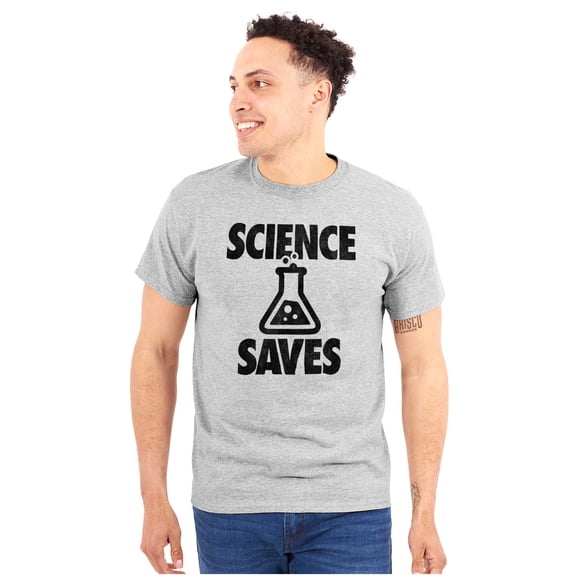 Science Saves Nerdy Scientist Geek Plus Size Crewneck Graphic Tee Shirt Brisco Brands 3X
