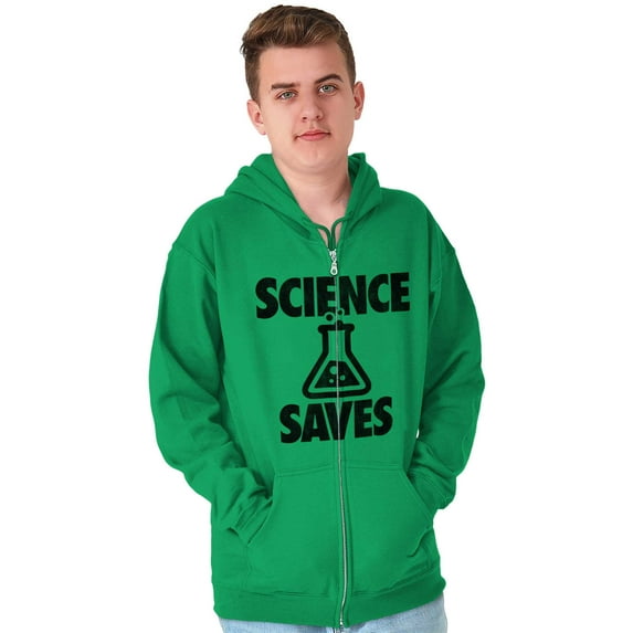 Science Saves Nerdy Scientist Geek Zip Up Hoodie Men's Women's Brisco Brands 2X